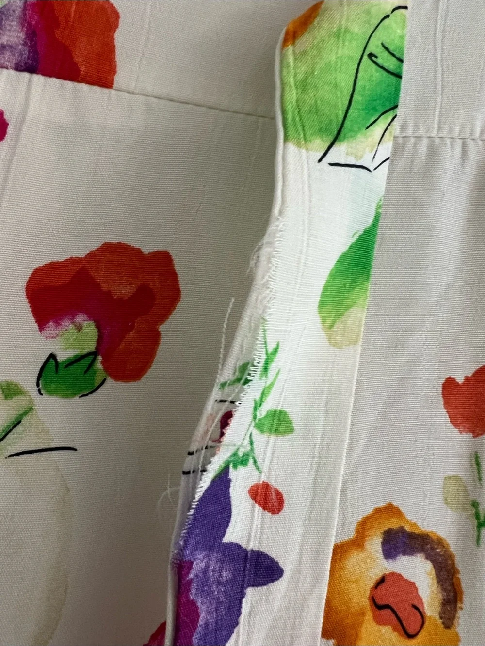 American Girl Girls Floral A-Line Dress White Watercolor Flower Print * Flaw